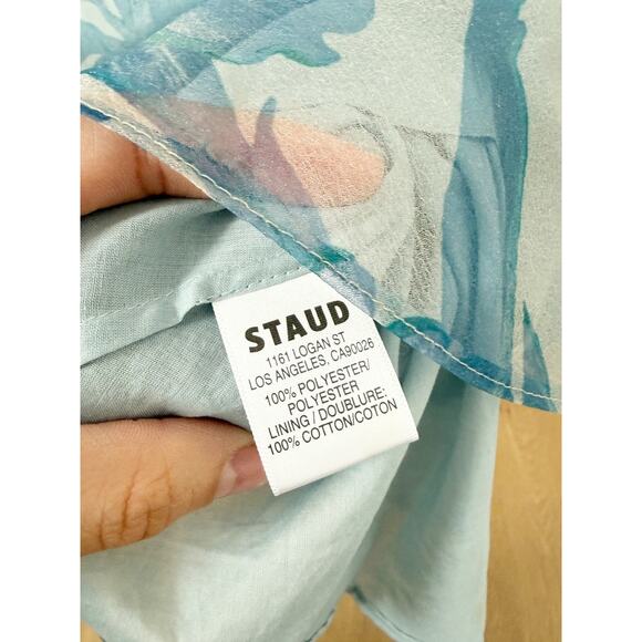 Staud Dandelion Tiestrap Floral Blue Maxi Dress US 2 - Picture 6 of 7